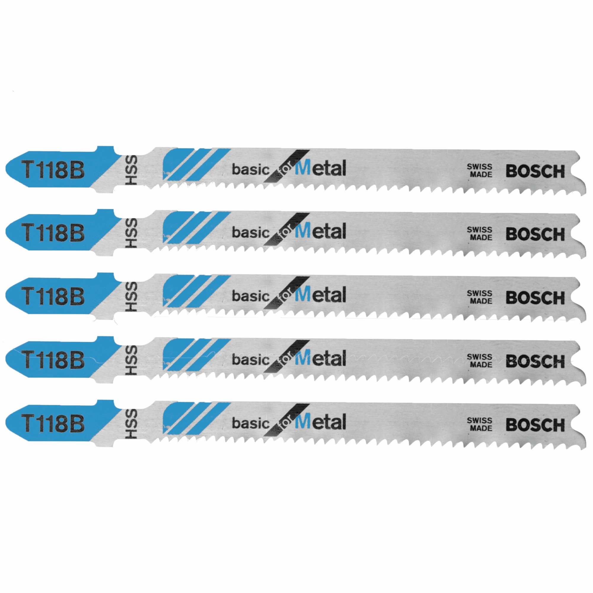 Bosch Basic for Metal T-Shank Jig Saw Blades — 3-5/8in., 11-14 TPI, 5-Pc., Model# T118B